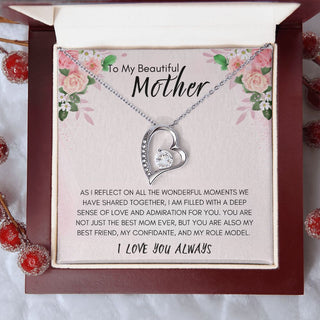 To My Beautiful Mother | Forever Heart Necklace Mother's Day Necklace