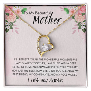 To My Beautiful Mother | Forever Heart Necklace Mother's Day Necklace